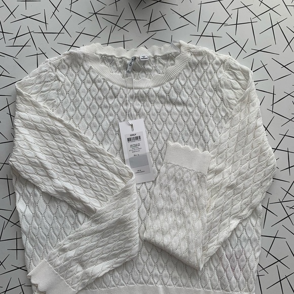 WHITE POINTELLE CROP KNIT - Picture 5 of 5